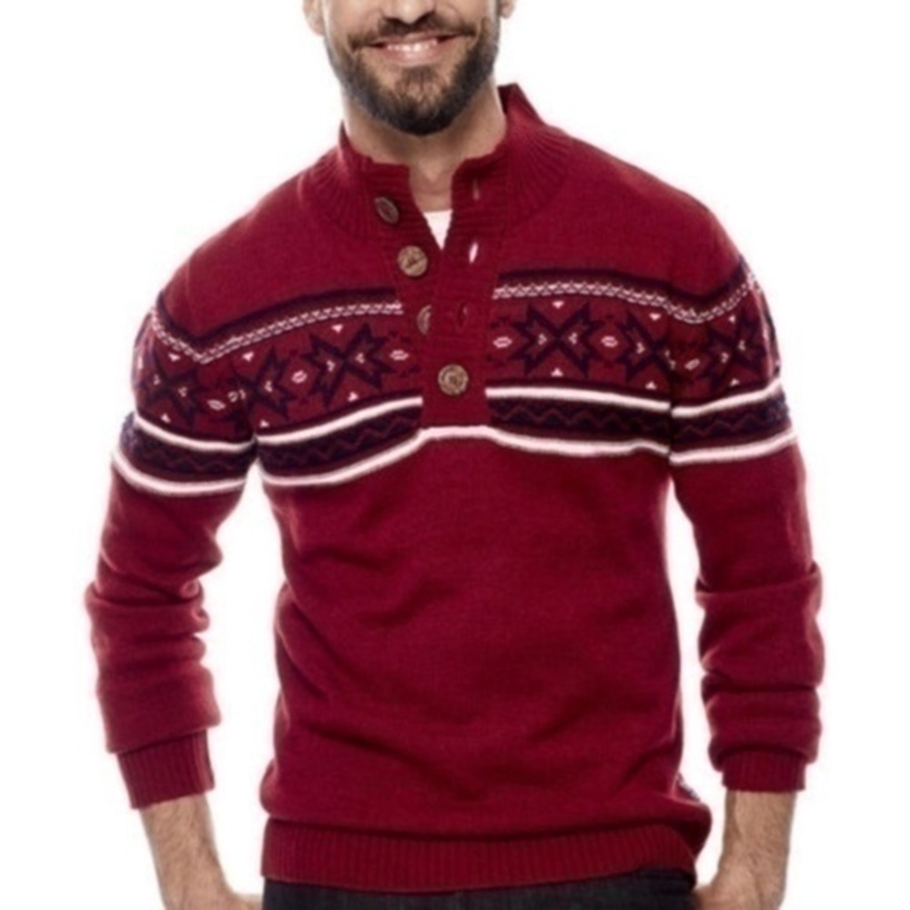 i Jeans by Buffalo Jacquard Wool Blend Sweater XXL